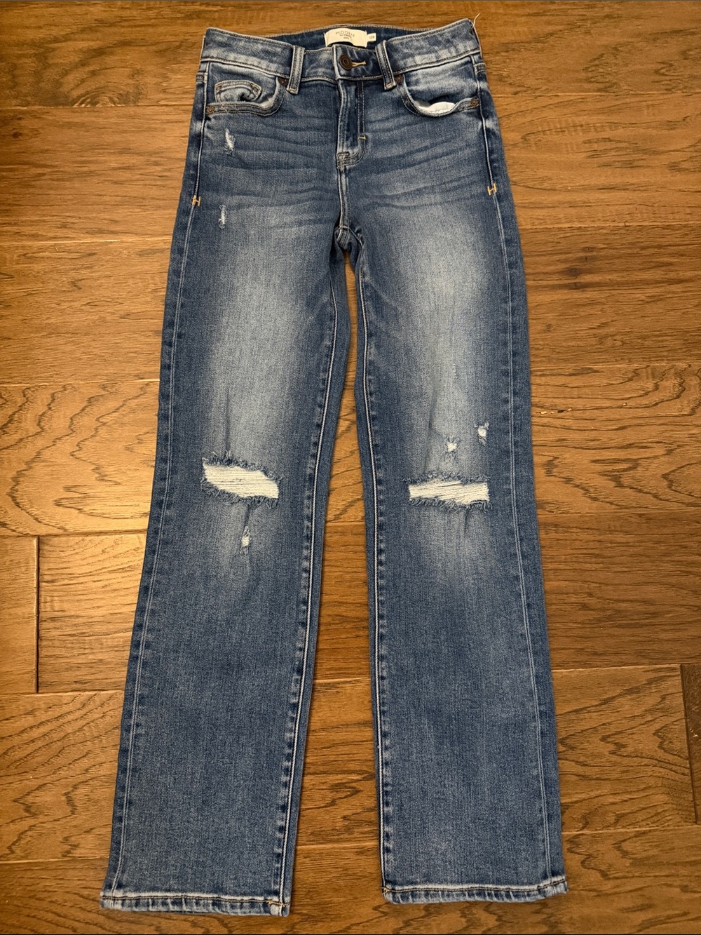 Kids HIDDEN JEANS sz 12 Distressed Straight-Leg Jeans - Blue LIKE NEW